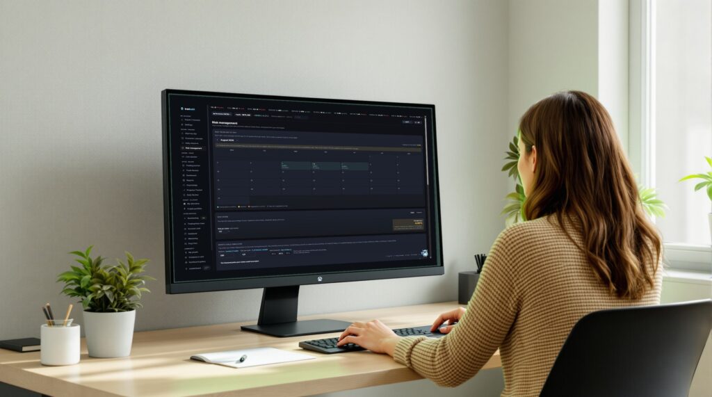 Trader analysant la gestion du risque sur un compte de prop firm